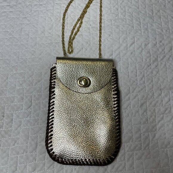 Hand Crafted Handbags - Handmade Custom Gold & Brown Leather Wrap Small Satchel w/ Gold Toned String